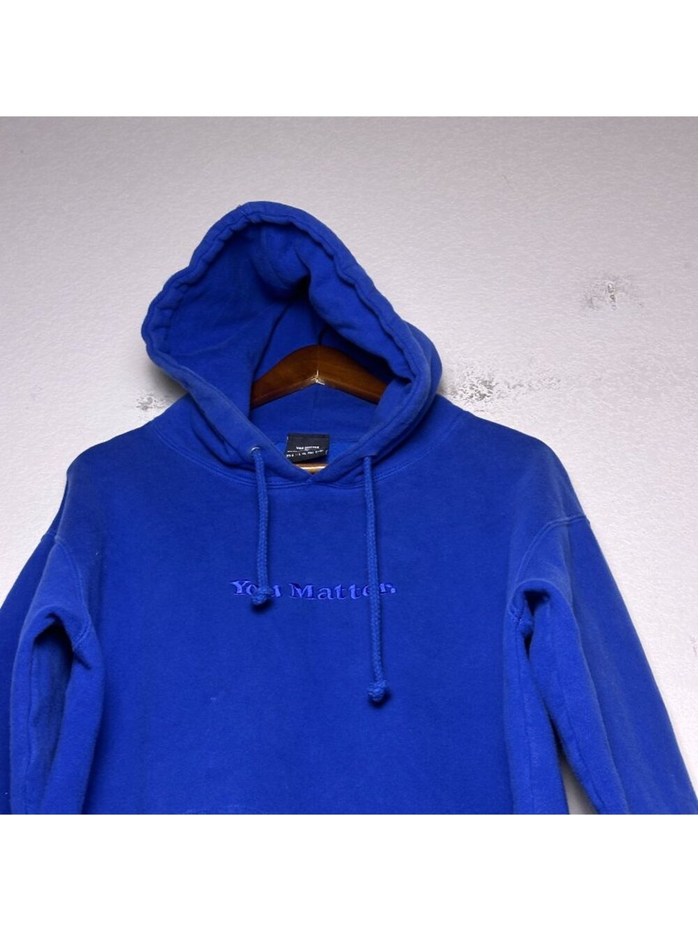 You Matter Demetrius Harmon Hoodie Men M Blue Minimal Pullover Cotton Loose Fit